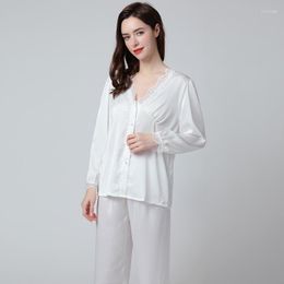 Women's Sleepwear Lady Women Pregnant Spring Summer Home Wear Lace Pajamas Suit Sexy V Ice Silk Female Relaxed Pyjama Femme