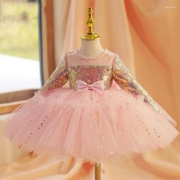 Girl Dresses Summer 1 Year Baby Birthday Dress Children Christening Clothing Baptism Toddler Party Kids Costume Gold Sequined Princess