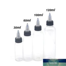 Wholesale 50Pcs 30ml 60ml 100ml 120ml Plastic Empty Tattoo Ink Bottle Twist Top Black Cap Transparent Clear Bottle Tattooing Accessories