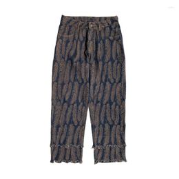 Men's Pants KAPITAL Denim 2024 Summer Japanese Vintage Tassel Edge Distressed Casual Spliced Feather Trousers For Women