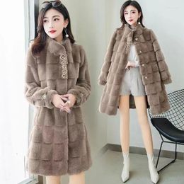 Women's Fur Autumn Winter Faux Coat 2023 Mid-length Imitation Mink Loose Soft Comfortable Jacket Female Outerwear