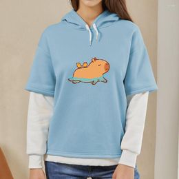 Women's Hoodies Funny Capybara Print For Women Kawaii Cartoon Top Sweatshirts Men Unisex Fashion Harajuku Graphic Hooded Pullover