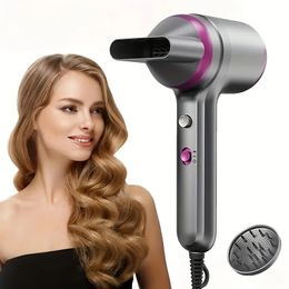 Powerful Ionic Hair Dryer With Diffuser - 2 Speeds, 2 Heating & Cool Buttons - Fast Drying Nozzle For All Hair Types - Perfect for Travel!