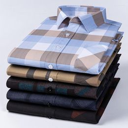 Men's Casual Shirts Plus Size Cotton Long-sleeve For Men Slim Fit Plain Shirt Soft Plaid Tops Designer Elegants Clothes