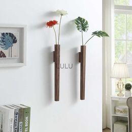 new home wall decoration porch wall hanging vase living room bohemian style wooden solid wood flower hkd230810