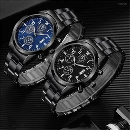 Wristwatches Fashion Casual Mens Watches Luxury Stainless Steel Luminous Quartz WristWatch Man's Business Watch For Men Calendar Clock