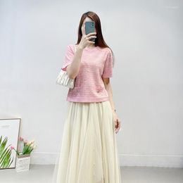 Women's Sweaters Bright Silk Knitted Pullovers Short Sleeves Loose Casual Lady Tops Jumpers Tees Clothes