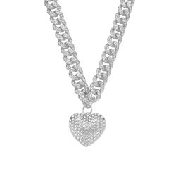 diamond pendant necklace shiny heart pendant micro-inset zircon jewelry night club accessory Sweater Collarbone Cuban chain