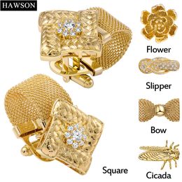 Cuff Links HAWSON Men's Design Gold Chain Cufflinks Gift Set Shiny Coloured Shirt set Ornament or Accessory Party Favours for men 230809