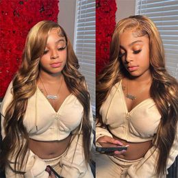 13x6 Highlight 13x4 Frontal Coloured Human Hair Wigs for Women 30 Inch Honey Blonde Body Wave Lace Front Wig