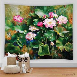Tapestries Flower Painting Plant Tapestry Wall Chart Hippie Bohemia Tapestry Colorful Psychedelic Bohemia Home Room Customizable R230810