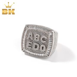 Wedding Rings THE BLING KING Custom 1-9 Letters Ring Full Iced Out Cubic Zirconia Personalized Name Party Rings Men And Women Hiphop Jewelry 230810