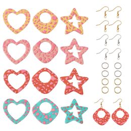 Acrylic Plastic Lucite Pandahall DIY Dangle Earings Making Set with Star Heart Acrylic Pendant Charms Earring Hooks Jump Rings for Jewelry Supplies Kit 230809