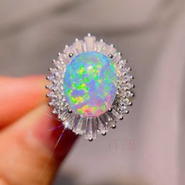 Band Rings High Jewellery light luxury niche design high sense exquisite retro sterling silver Jewellery opal opening opal ring women