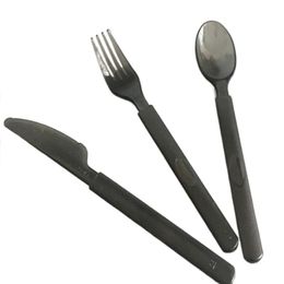 Translucent black food grade plastic spoon,extra thick knife and fork,party picnic tableware