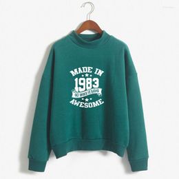 Women's Hoodies Made In 1983 40 Years Being Awesome Women 40th Birthday Sweatshirts Femmes Long Sleeve Spring Autumn Tops For Female