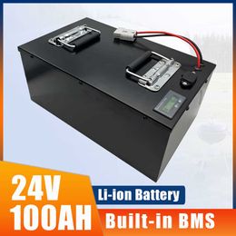 24V 100AH Built-in BMS With Bluetooth Lithium Ion Battery For Trolling Motor Forklift Crane Truck Solar Energy Storage