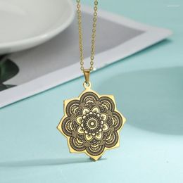 Pendant Necklaces COOLTIME Buddhism Lotus Necklace For Women Stainless Steel Chain Vintage Jewlery Gift 2023 In