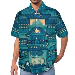 Men's Casual Shirts Spirited Away Print Casual Shirts Starry Castle Away Vacation Shirt Hawaiian Trendy Blouses Men Print Plus Size 230809