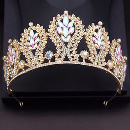 Wedding Hair Jewelry Luxury Crystal Crown Princess Diadem AB Purple Tiaras Bridal Head Ornaments Prom Pageant Headdress 230809