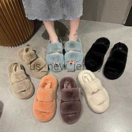 Slippers Warm Fluffy Home Slippers Women 2023 New Winter Fur Slippers For Women Flat Platform Cozy Fuzzy House Indoor Shoes Korean Slides J230810