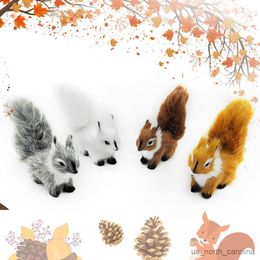 Stuffed Plush Animals Simulation Mini Squatting Squirrel Model Cute Imitation Fox Ornaments Children Birthday Gifts Home Decor Plush Figures Craft R230810