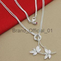 925 Sterling Silver Two Dragonfly Pendant Necklace For Women Snake Chain Necklace Wedding Engagement Jewellery x0810