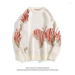 Men's Sweaters Autumn Winter Loose Casual Butterfly Jacquard Jumpers Trend Thickened Japanese Streetwear Sweater