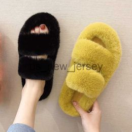 Slippers 2023 Winter Keep Warm Women Fur Furry Slippers for Home Fluffy Soft Indoor Slides Thick Flats Heel Non Slip Indoor House Shoes J230810