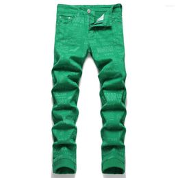 Men's Jeans FSSMER Stretchable Slim Fit Pants Printed Long Skinny Men