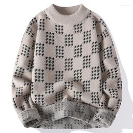 Men's Sweaters Autumn And Winter Jacquard Weave Mens Sweater Fashion Knitwear Mock Neck Pullovers Comfortable Tops Long Sleeve Men Clothing