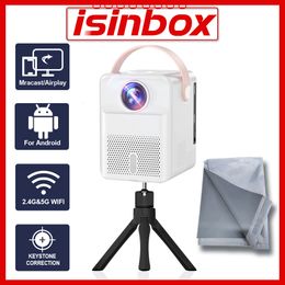 Projectors ISINBOX X8 Mini Portable Projector Home Theatre Cinema 1280*720 1080P Video Projector Smart Android WiFi LED Beamer Projector 230809