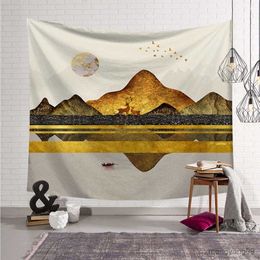 Tapestries Mountain Tapestry Wall Hanging Forest Tree Sunset Tapestry Nature Landscape Tapestries Wall Hanging for Dorm Bedroom Home Decor R230810