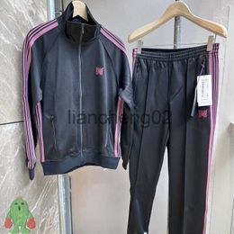 Men's Tracksuits AWGE Needles Track Suit 1 1 High Quality Embroidered Butterfly Pants Men Women Needles Jacket Sweatpants AWGE Trousers J230810