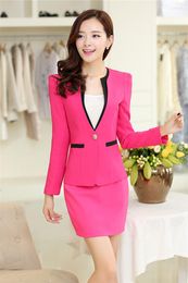 Two Piece Dress Novelty Rose Formal Uniforms Business Suits With 2 Tops And Skirt For Ladies Office Blazers & Jackets Sets Spring Fall