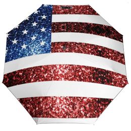 Umbrellas American Flag 3 Fold Manual Umbrella 4th Of July Blue Red Stripe Independence Day Lightweight Sun And Rain