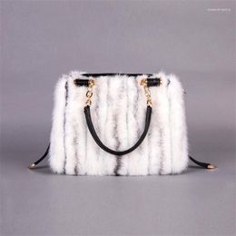 Duffel Bags Luxury Women's Real Fur Shoulder Bag Imported Mink Fashion High Quality Large Capacity Crossbody