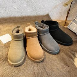 Boots Oeny Real Sheepskin Wool Low-cut Warm Fur Shoes Snow Man And Women Platform Winter Short For Ladies