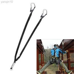 Rock Protection Double Snap Hook Lanyard with Energy Absorber for Fall Protection Y Forked Shock Absorbing Webbing Anti Fall Off Buffer Sling HKD230810