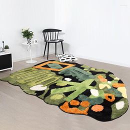 Carpets Modern Simple Irregular Lake Tufted Big Size Green Carpet 3D Forest Living Room Bedroom Children's Bedside Mat Home Decor