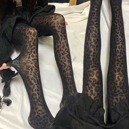 Socks Hosiery Sexy leopard patterned stockings for women's summer fine fish net pantyhose for women's Gothic animal pattern tight seamless legs Z230810