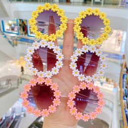 Sunglasses Cute Flower Children's Mirror Girls' Round Beach Fashion Daisy Style Trend