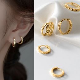 925 Sterling Silver Simple Geometric Car Flower Circle Charm Earrings Fashion Gothic Wedding Piercing Hoop Jewellery Female