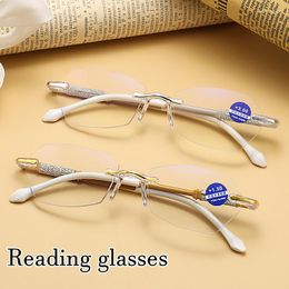 Sunglasses Blue Light Blocking Women Men's Reading Glasses Ultralight Diamond Cut Business Computer Presbyopia Eyeglasses Diopter To 4.0