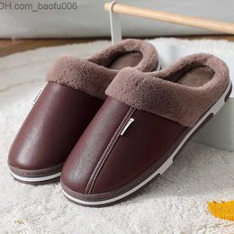 Slippers Winter men's slippers Household warm shoes Thick sole plush waterproof leather house slippers Men's cotton shoes 2022 Z230810