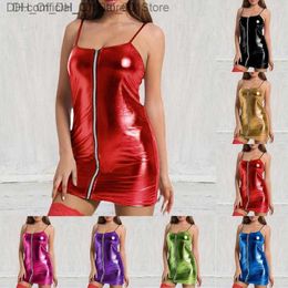 Bras Sets Sexy Lingerie Latex Mini Dress Bandage Bodycon Faux Pu Leather Porno Underwear Red Women Erotic Sex Sleepwear Night Club Z230810