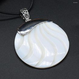 Pendant Necklaces Natural Mother Of Pearl Shell Round Necklace Alloy Neck Chain For Men Women Jewelry Accessories Gifts
