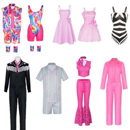 Tema Costume Film Margot Robbie Ken Principe Principessa Costume Cosplay Abito rosa Top Pantaloni Bambini Ragazze Set completo Donna Halloween Carnival Party 230809