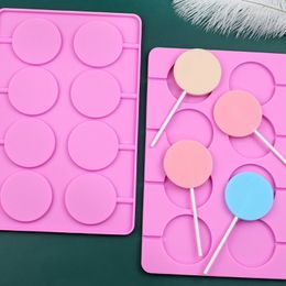 Baking Moulds 5cm Large Round Silicone Lollipop Moulds Chocolate candy pop Fondant Mould sugar lolly cake biscuit bakeware 8 hole with sticks 230809