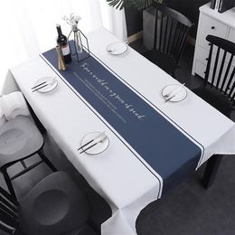 Nordic simple ins table cloth waterproof wash rectangular cotton linen table cloth solid Colour light295q